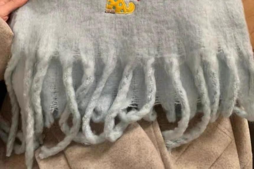 / Dog Applique Scarf Plaid FashionChic