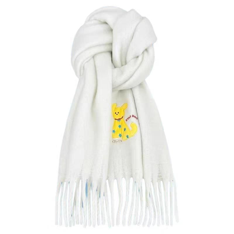 / Dog Applique Scarf Plaid FashionChic