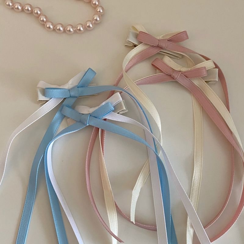 Color-Block Ribbon Bow Hair Clip SpreePicky