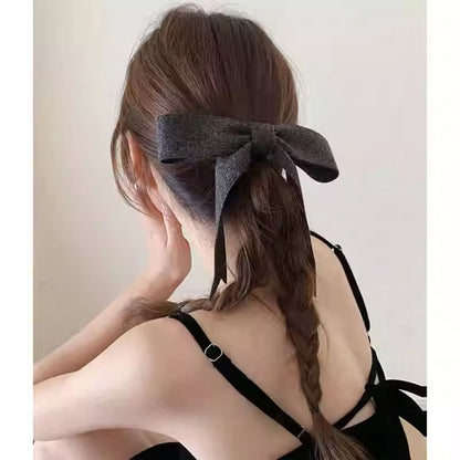 Plain Bow Knitted Hair Clip SpreePicky