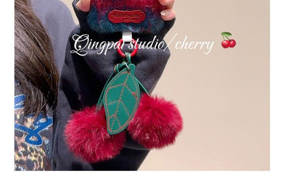 Heart Cherry Embroidered Chenille Phone Case / Charm / Set - iPhone 16 Pro Max / 16 Pro / 16 Plus / 16 / 15 Pro Max / 15 Pro / 15 Plus / 15 / 14 Pro Max / 14 Pro / 14 Plus / 14 / 13 Pro Max / 13 Pro / 13 / 13 Mini SpreePicky