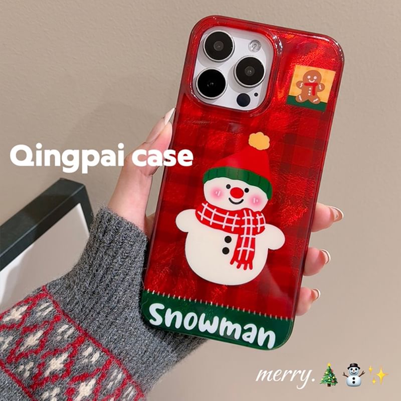 Christmas Snowman Phone Case - iPhone 16 Pro Max / 16 Pro / 16 Plus / 16 / 15 Pro Max / 15 Pro / 15 Plus / 15 / 14 Pro Max / 14 Pro / 14 Plus / 14 SpreePicky