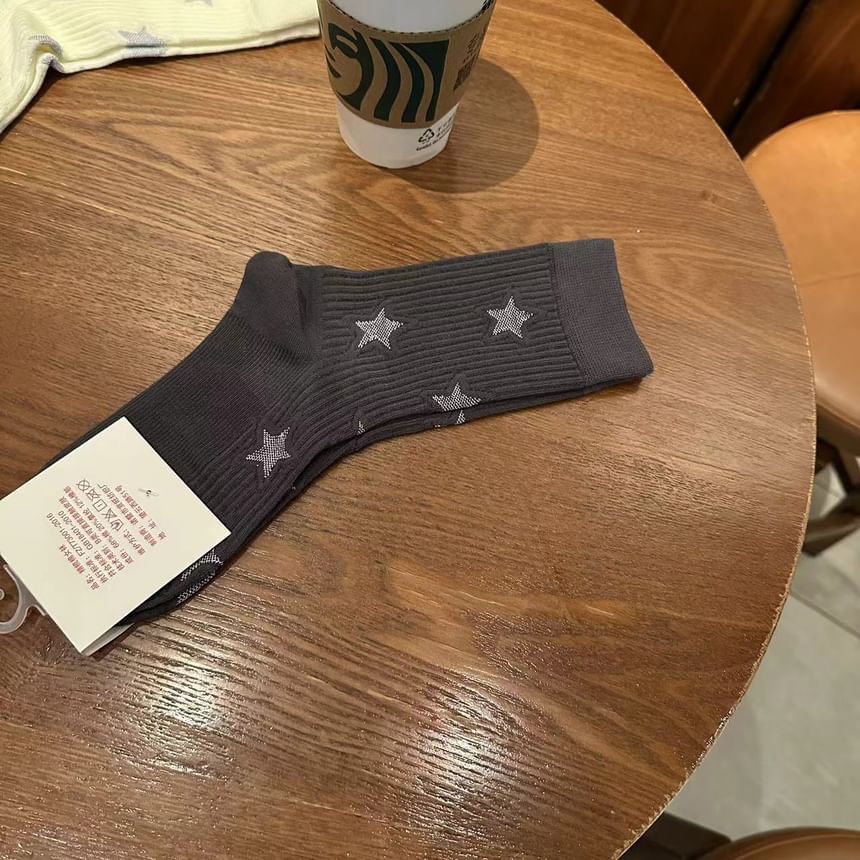 Star Embroidered Crew Socks mySite