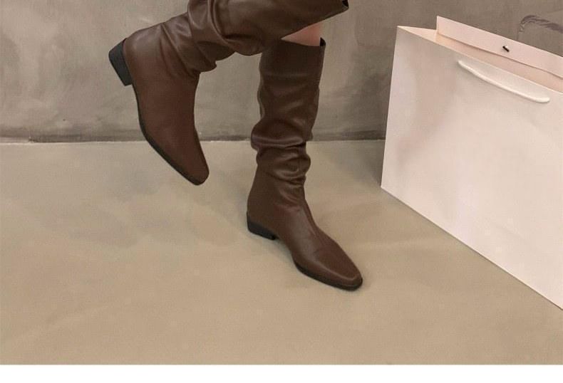 Ruched Mid-Calf Boots SpreePicky