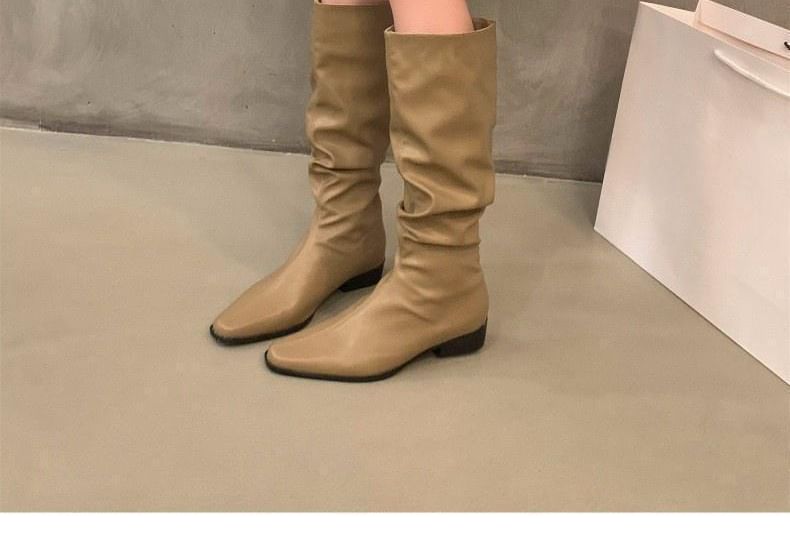 Ruched Mid-Calf Boots SpreePicky