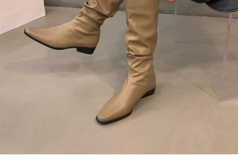 Ruched Mid-Calf Boots SpreePicky