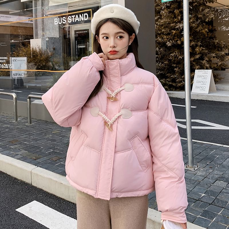 High Neck Toggle Puffer Jacket SpreePicky