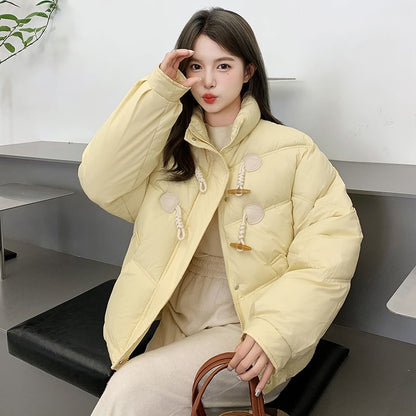 High Neck Toggle Puffer Jacket SpreePicky