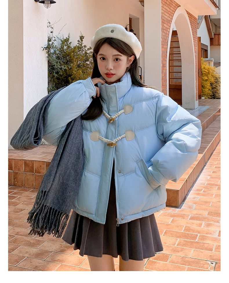 High Neck Toggle Puffer Jacket SpreePicky