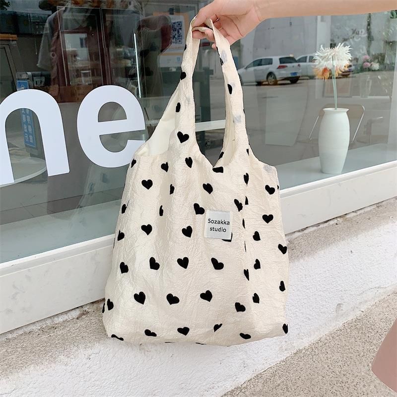 Heart Print Applique Tote Bag / Crossbody Bag / Handbag / Makeup Pouch (Various Designs) SpreePicky