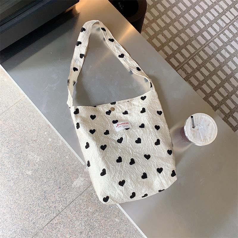 Heart Print Applique Tote Bag / Crossbody Bag / Handbag / Makeup Pouch (Various Designs) SpreePicky