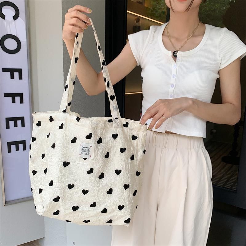 Heart Print Applique Tote Bag / Crossbody Bag / Handbag / Makeup Pouch (Various Designs) SpreePicky