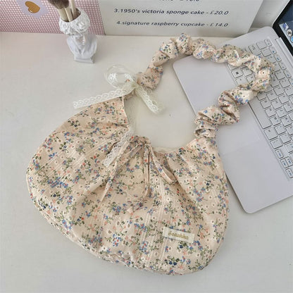 Floral Applique Ruched Strap Shoulder Bag SpreePicky