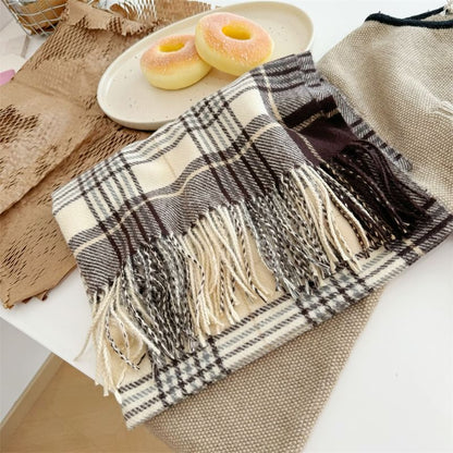 Plaid Fringed Scarf SpreePicky