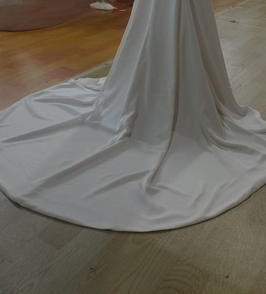 Sleeveless V-Neck Plain Slit A-Line Wedding Dress SpreePicky