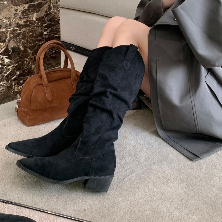 Chunky Heel Tall Boots SpreePicky