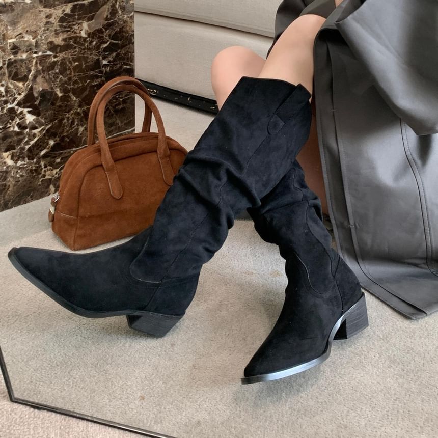 Chunky Heel Tall Boots SpreePicky