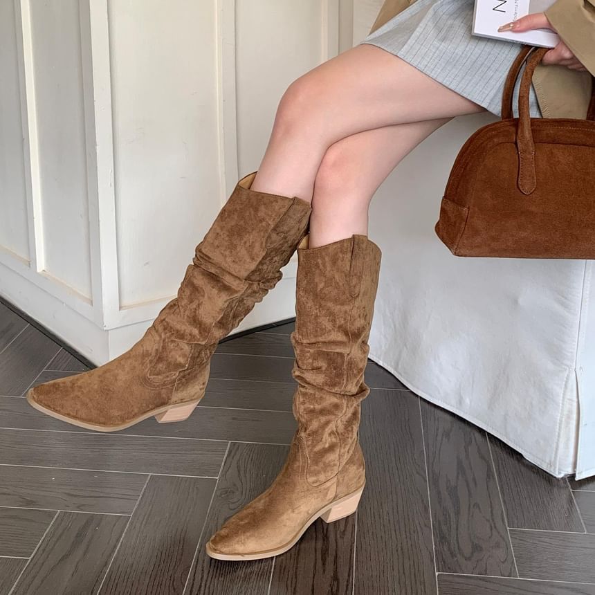 Chunky Heel Tall Boots SpreePicky