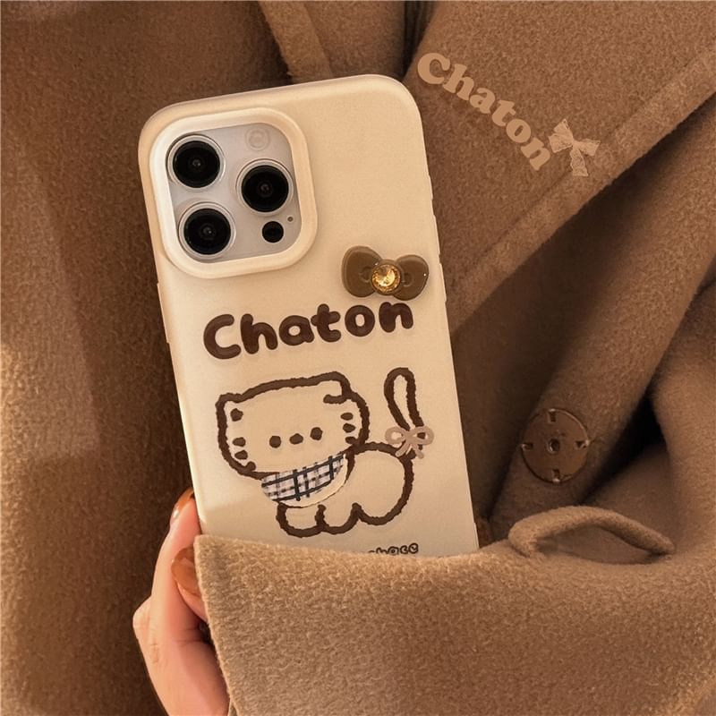 Cat Phone Case / Pom Pom Bell Charm / Set - iPhone 16 Pro Max / 16 Pro / 16 Plus / 16 / 15 Pro Max / 15 Pro / 15 Plus / 15 / 14 Pro Max / 14 Pro / 14 Plus / 14 / 13 Pro Max / 13 Pro / 13 SpreePicky