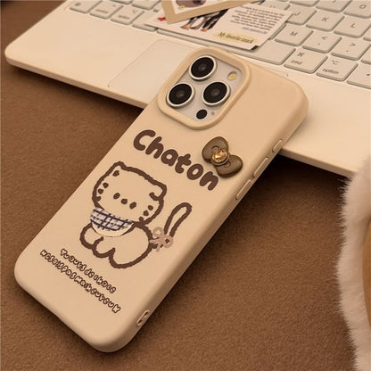 Cat Phone Case / Pom Pom Bell Charm / Set - iPhone 16 Pro Max / 16 Pro / 16 Plus / 16 / 15 Pro Max / 15 Pro / 15 Plus / 15 / 14 Pro Max / 14 Pro / 14 Plus / 14 / 13 Pro Max / 13 Pro / 13 SpreePicky