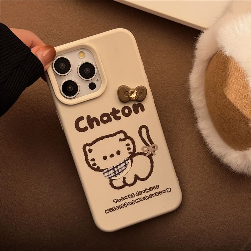 Cat Phone Case / Pom Pom Bell Charm / Set - iPhone 16 Pro Max / 16 Pro / 16 Plus / 16 / 15 Pro Max / 15 Pro / 15 Plus / 15 / 14 Pro Max / 14 Pro / 14 Plus / 14 / 13 Pro Max / 13 Pro / 13 SpreePicky