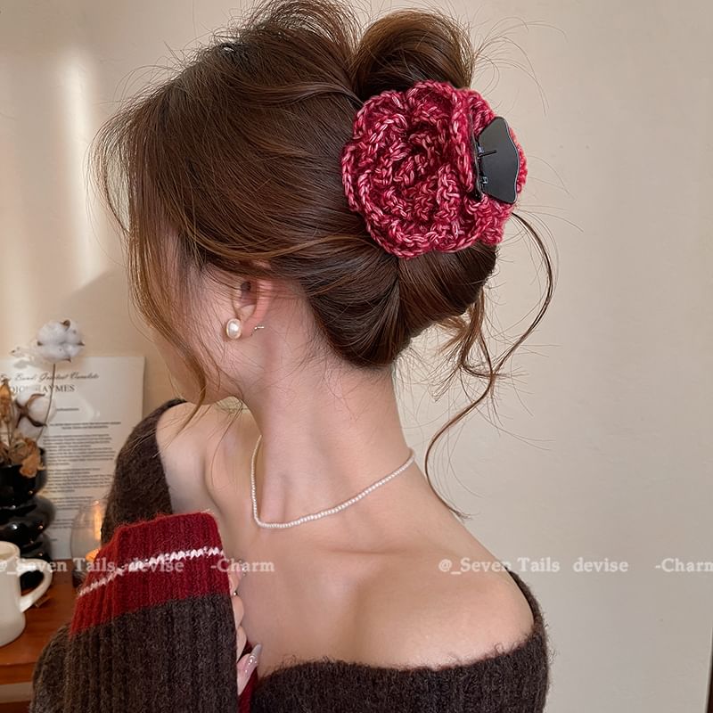 Floral Yarn Acrylic Hair Claw Clip SpreePicky