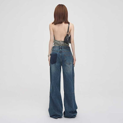 Low Rise Washed Straight-Fit Wide-Leg Jeans SpreePicky