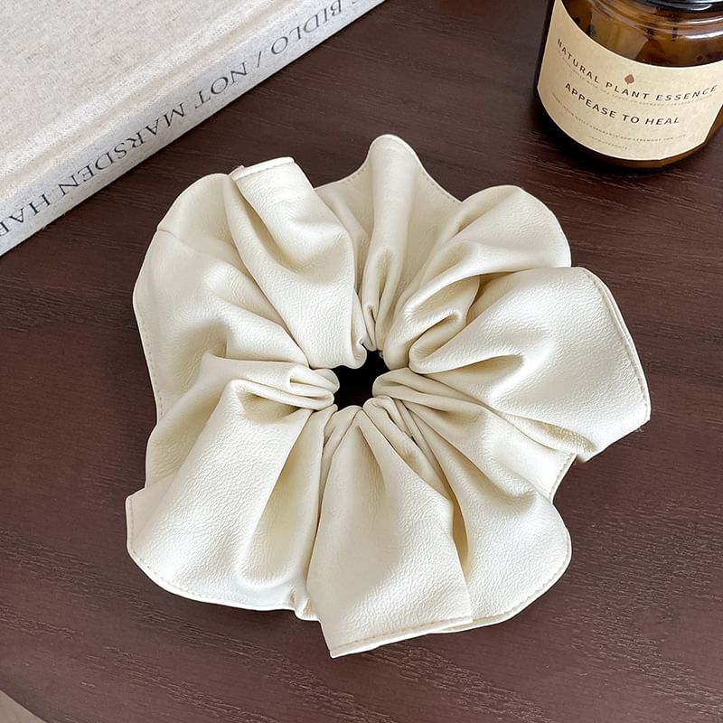 Faux Leather Plain Scrunchie SpreePicky