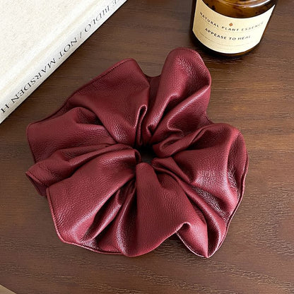 Faux Leather Plain Scrunchie SpreePicky