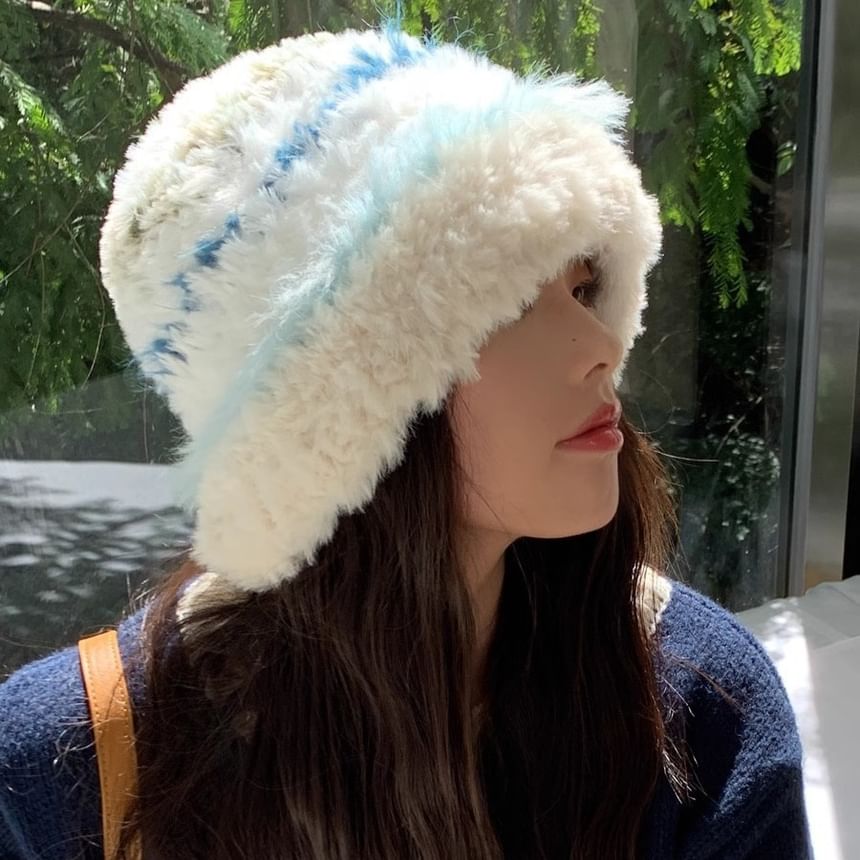 Striped Faux Fur Hat SpreePicky