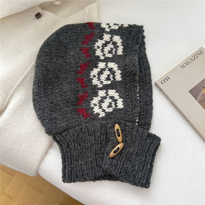 Floral Toggle Knit Balaclava SpreePicky