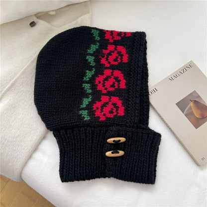 Floral Toggle Knit Balaclava SpreePicky