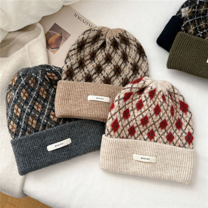 Argyle Applique Knit Beanie SpreePicky