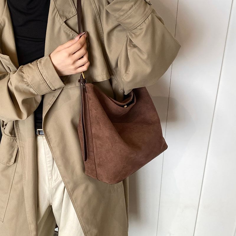 Faux Suede Bucket Bag SpreePicky