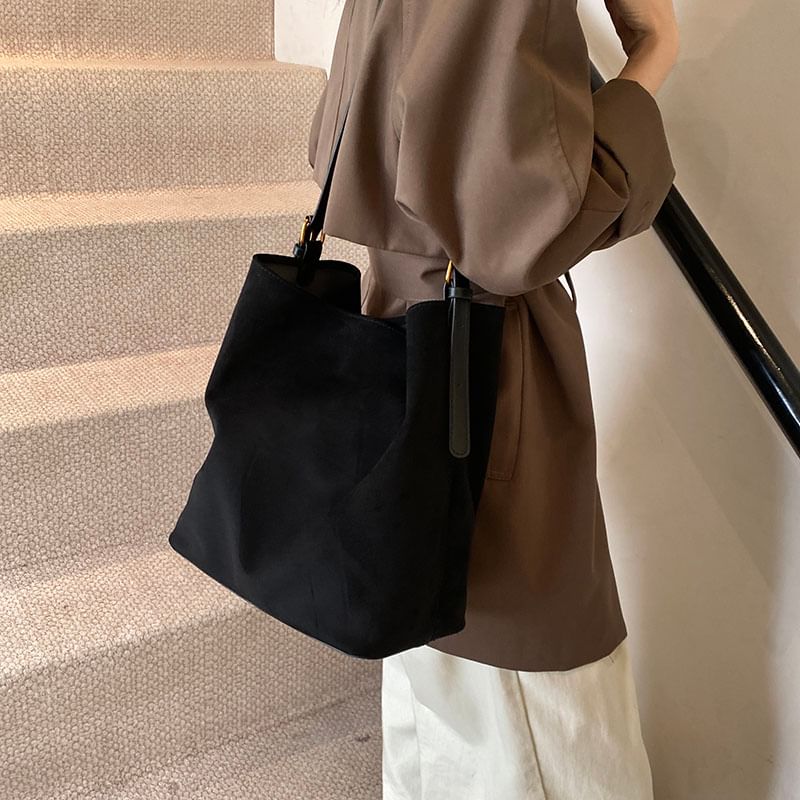 Faux Suede Bucket Bag SpreePicky