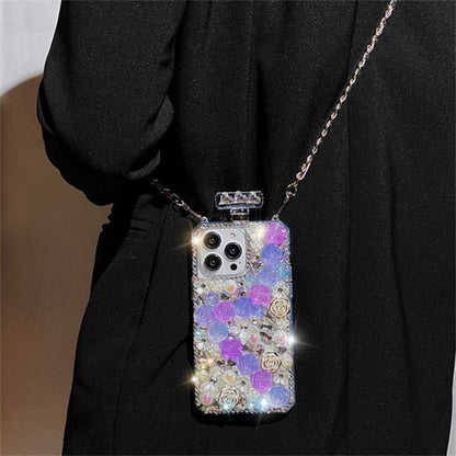 Rose Rhinestone Galaxy Lanyard Phone Case SpreePicky