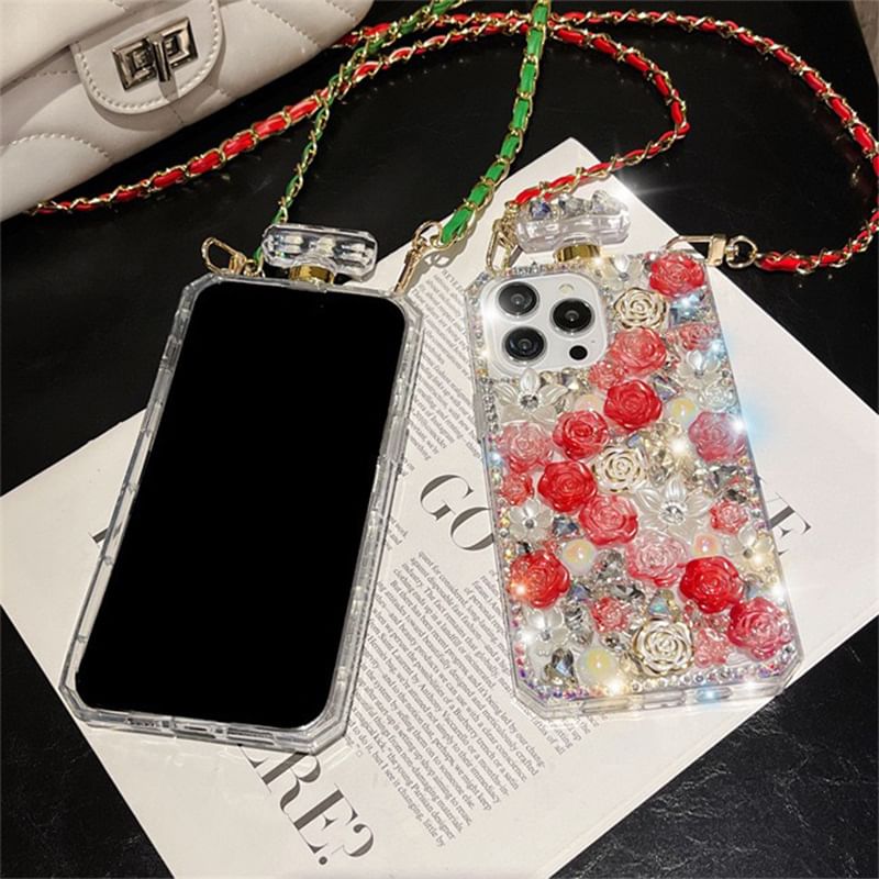 Rose Rhinestone Galaxy Lanyard Phone Case SpreePicky