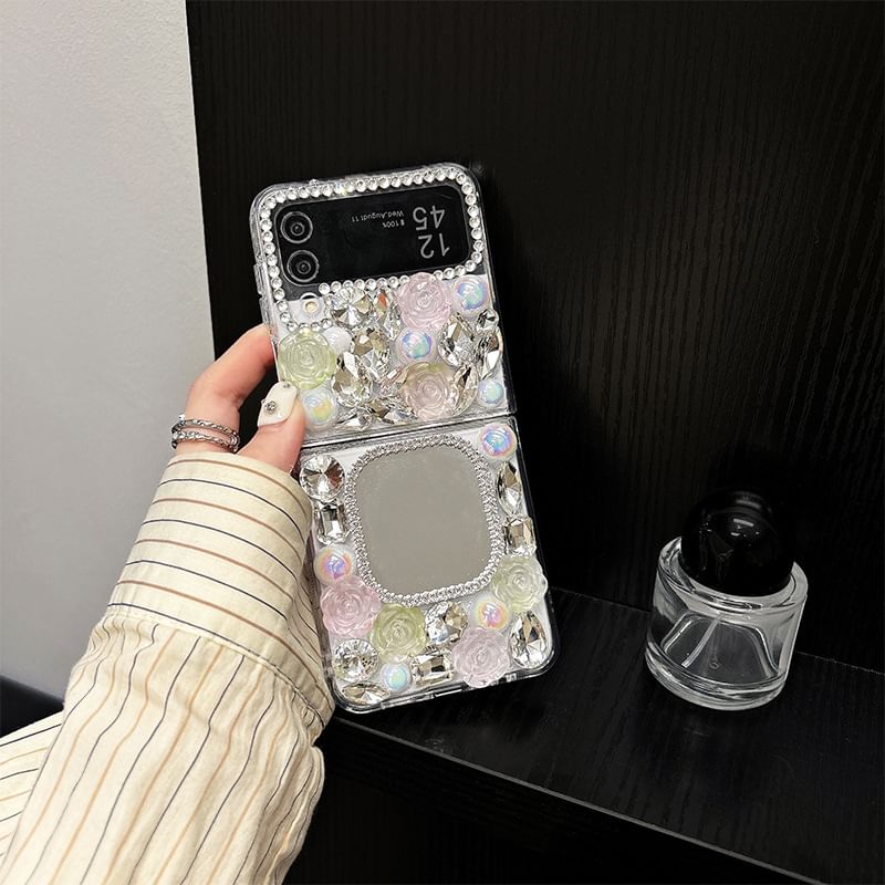 Rose Rhinestone Mirrored Phone Case SpreePicky