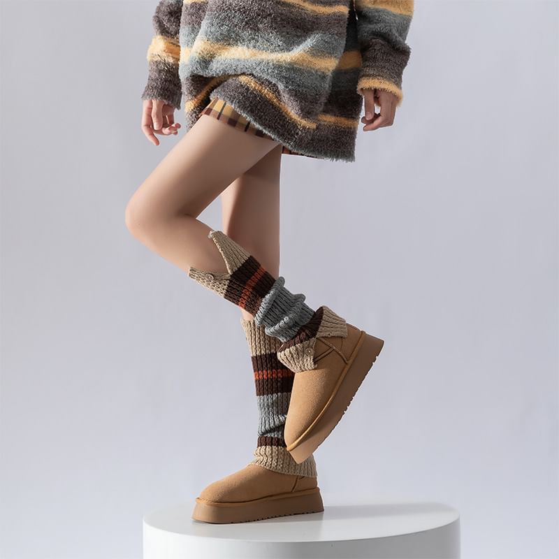 Color Block Cable Knit Leg Warmers SpreePicky