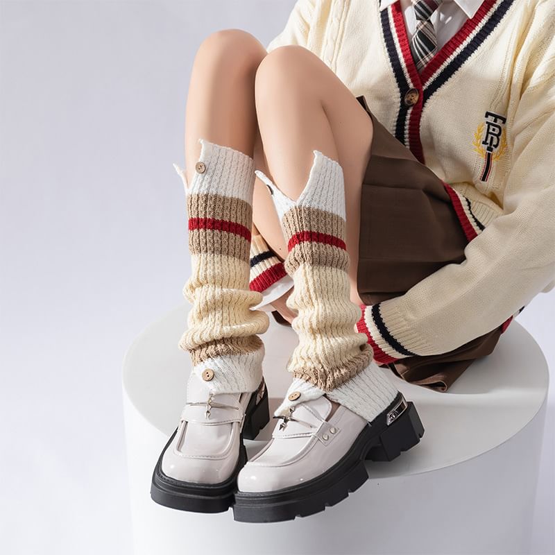 Color Block Cable Knit Leg Warmers SpreePicky