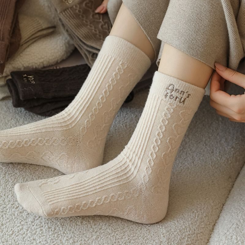 Letter Embroidered Crew Socks SpreePicky