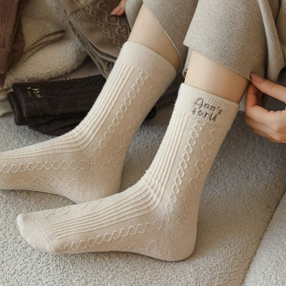 Letter Embroidered Crew Socks SpreePicky