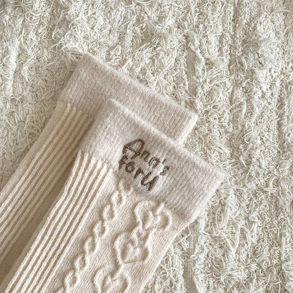 Letter Embroidered Crew Socks SpreePicky