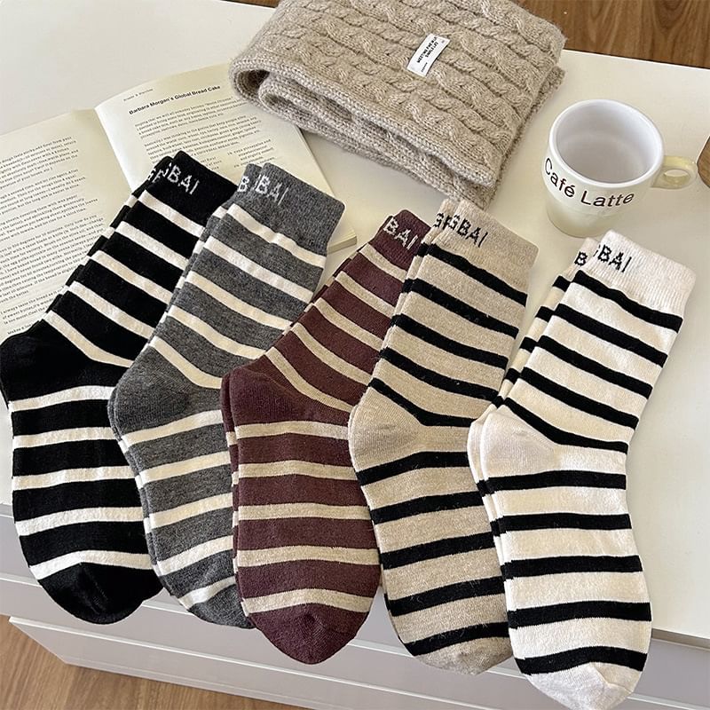 Striped Lettering Socks SpreePicky