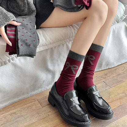 Bow Print Socks / Striped Socks / Dotted Socks / Two Tone Socks SpreePicky