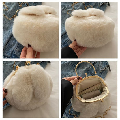 Fluffy Rabbit Ear Chain Strap Crossbody Bag SpreePicky