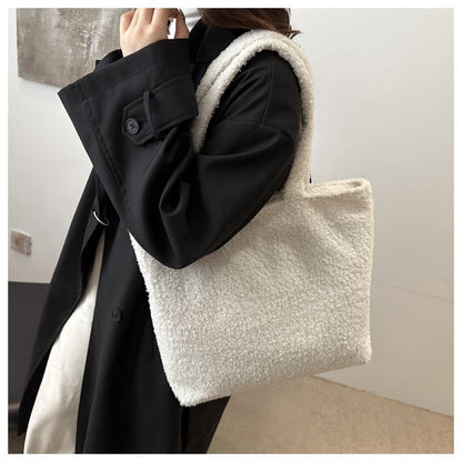 Plain Faux Shearling Tote Bag SpreePicky