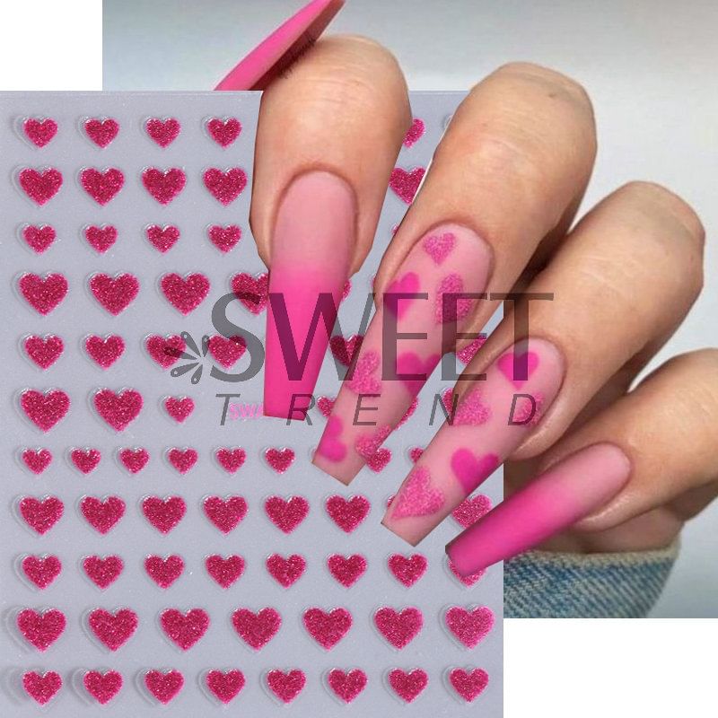 Heart Glitter Nail Art Stickers SpreePicky