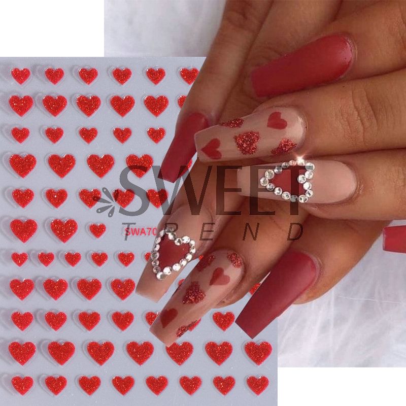 Heart Glitter Nail Art Stickers SpreePicky