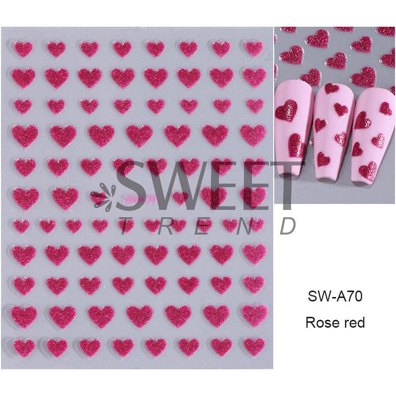 Heart Glitter Nail Art Stickers SpreePicky